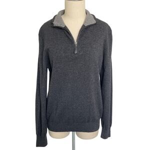 Neiman Marcus Nano Cashmere Gray 1/4 Zipper Sweater Medium